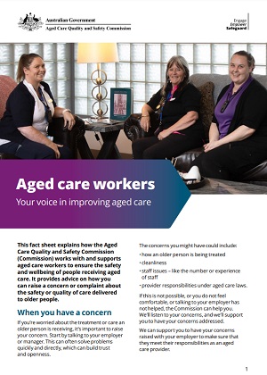 Aged care workers your voice fact sheet thumbnail