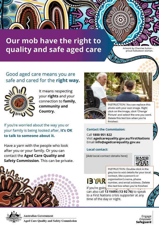 Explaining aged care and your rights – locally tailorable poster