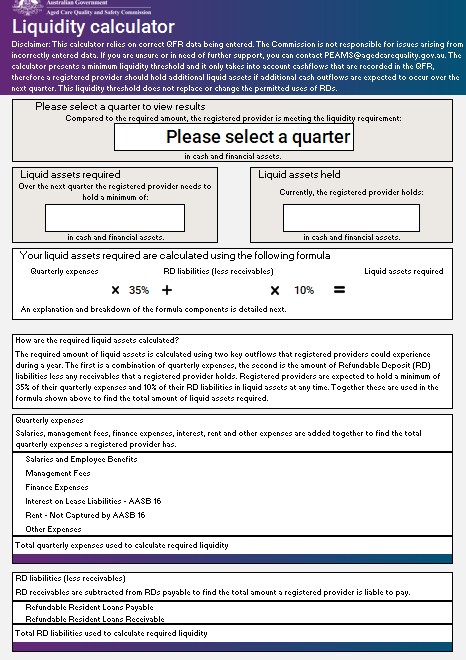 Liquidity calculator