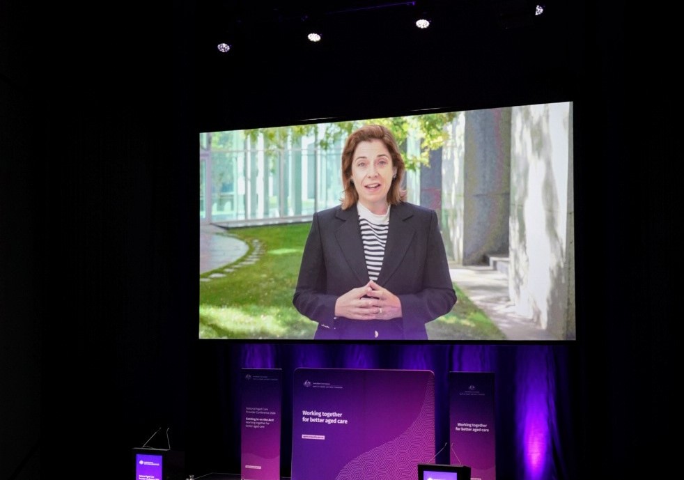 Image of The Hon Anika Wells MP on screen opening conference