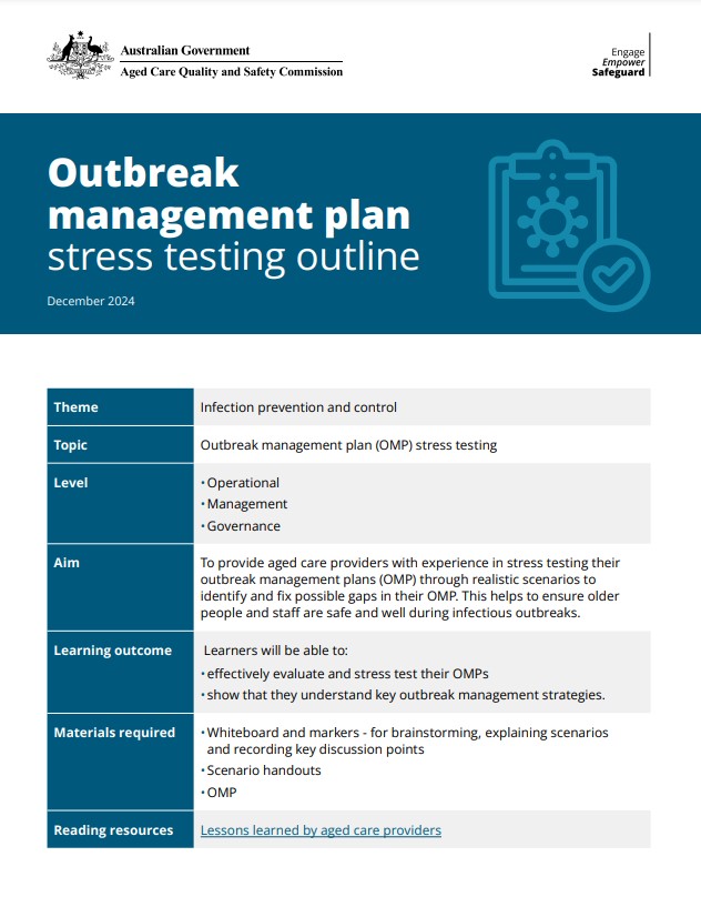 Outbreak management plan - stress testing