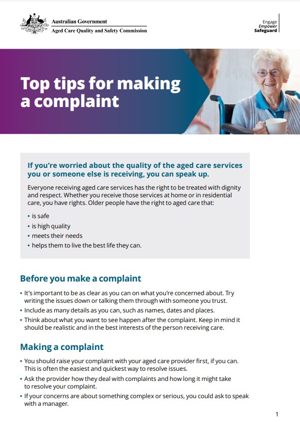 Top tips for making a complaint - older Australians